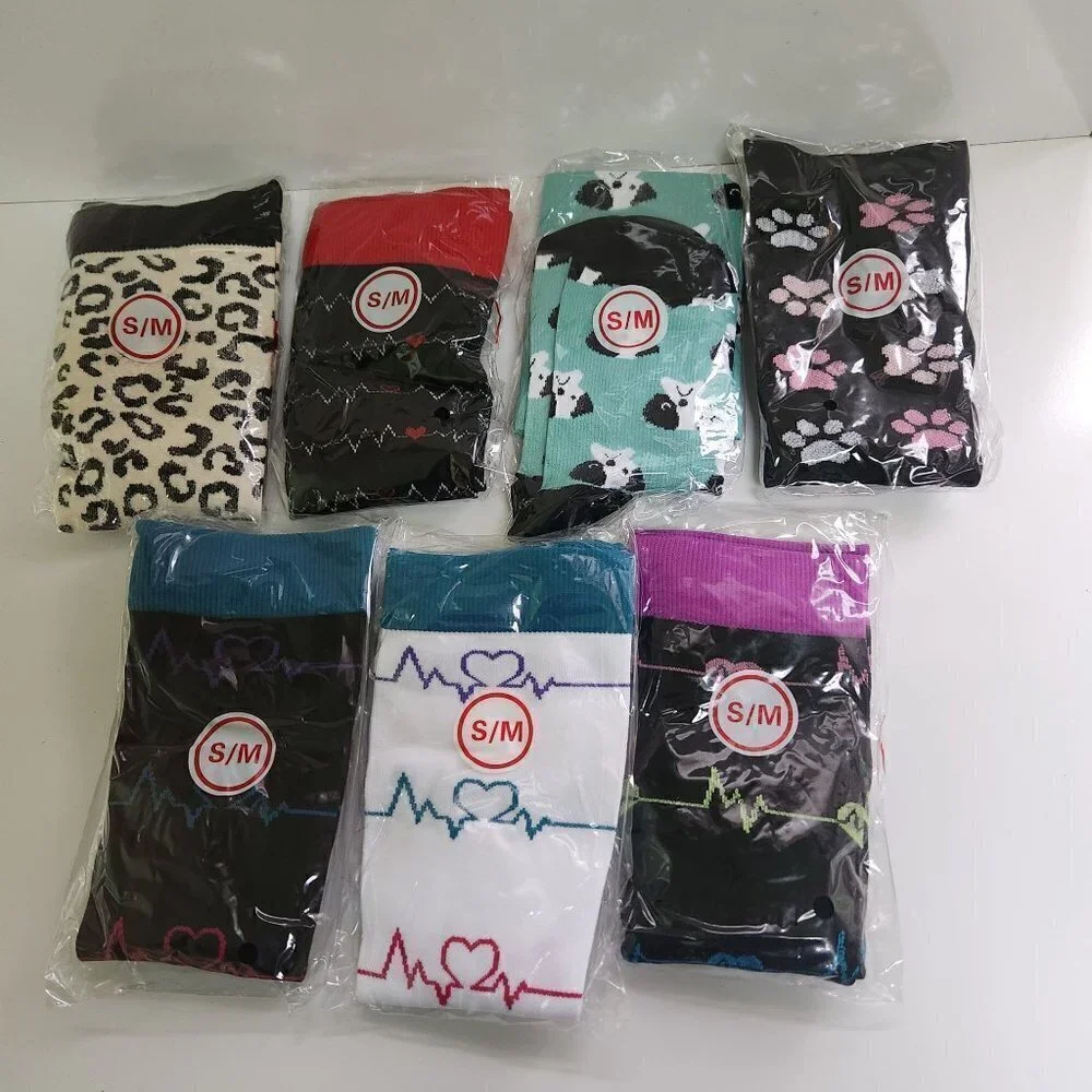 Lot of 7 Pairs Elite Performance Compression Socks Nurse Running Travel Size S/M